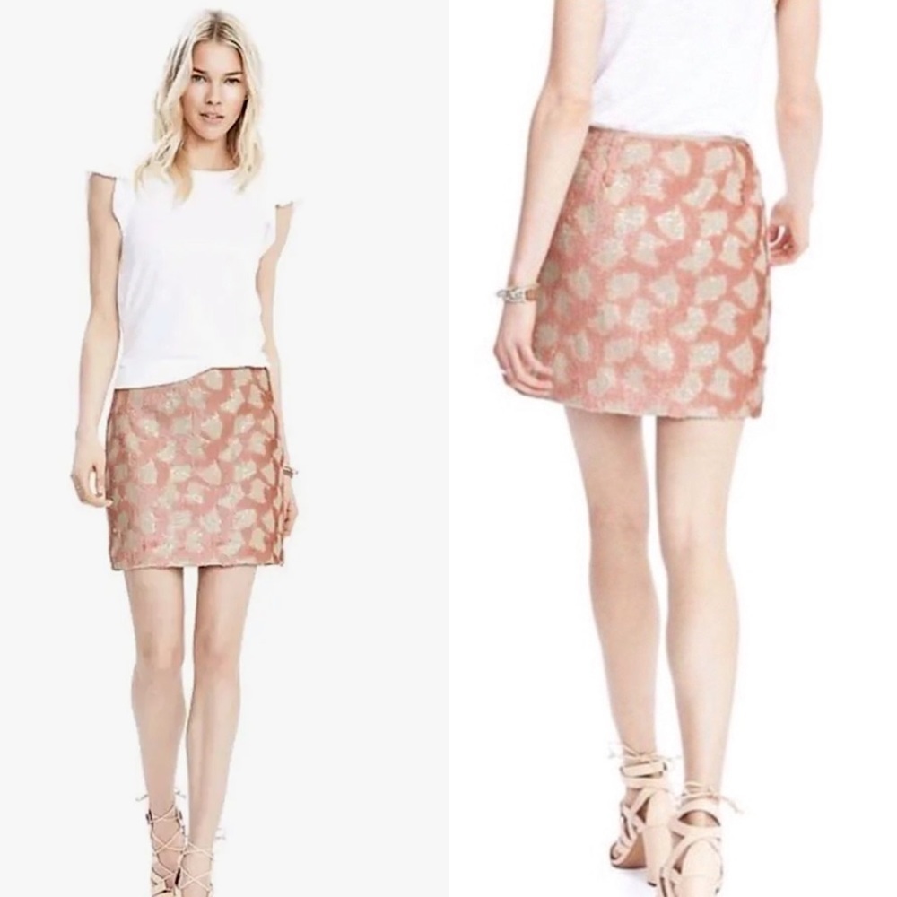 BANANA REPUBLIC SEQUIN DOT V1305663 PINK GEOMETRIC GIRAFFE PRINT MINI SKIRT